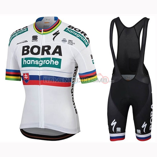 Abbigliamento Ciclismo Bora Campione Slovacchia Manica Corta 2019 Bianco